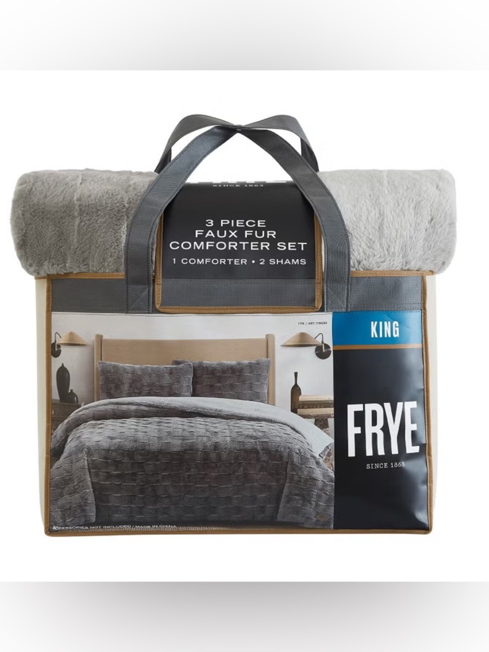 🎉LAST CHANCE🎉FRYE Luxurious Channel 3-piece Faux Fur Comforter Set